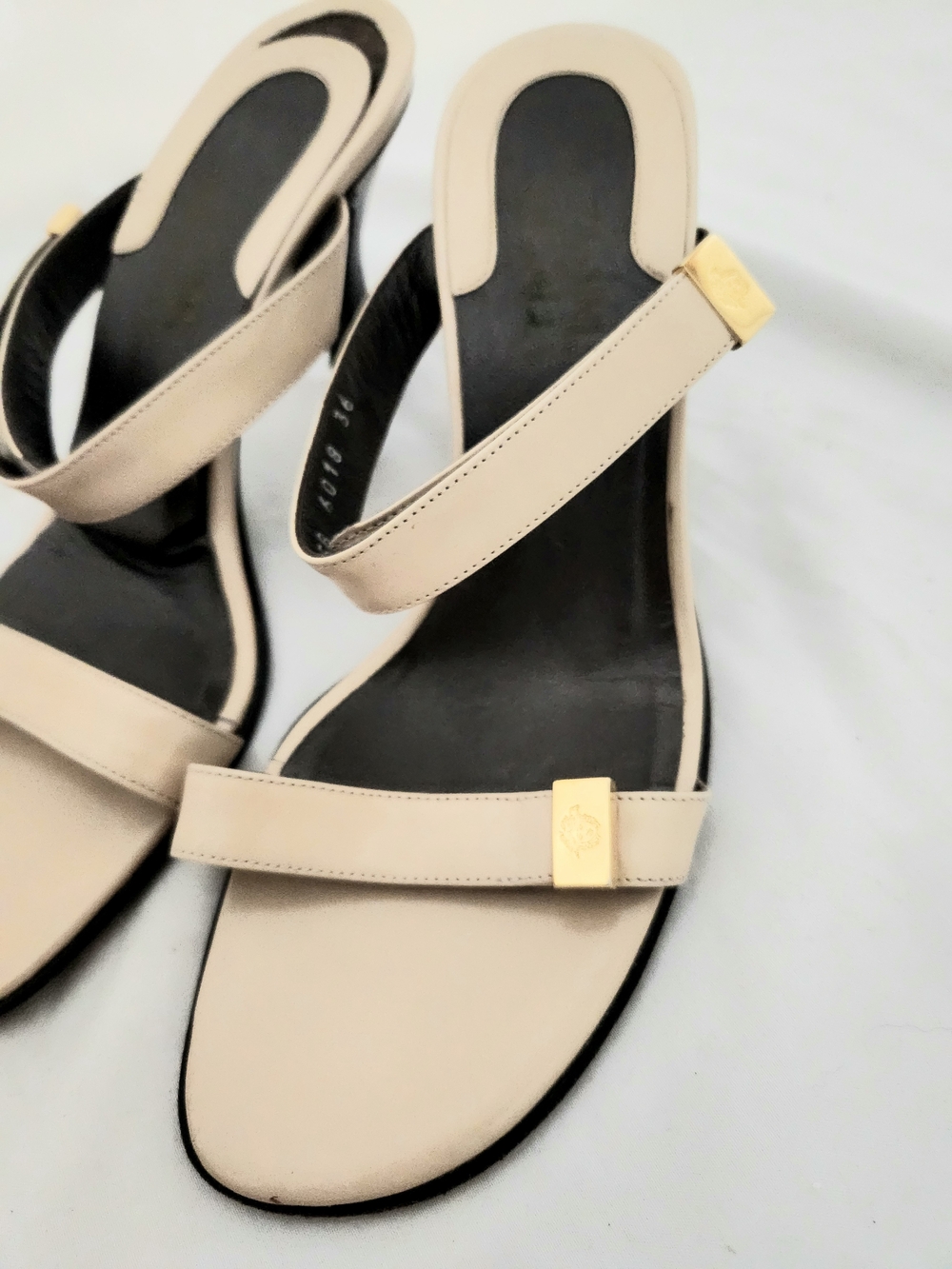 Valentino Women’s Beige Strap Sandals with Gold Accent